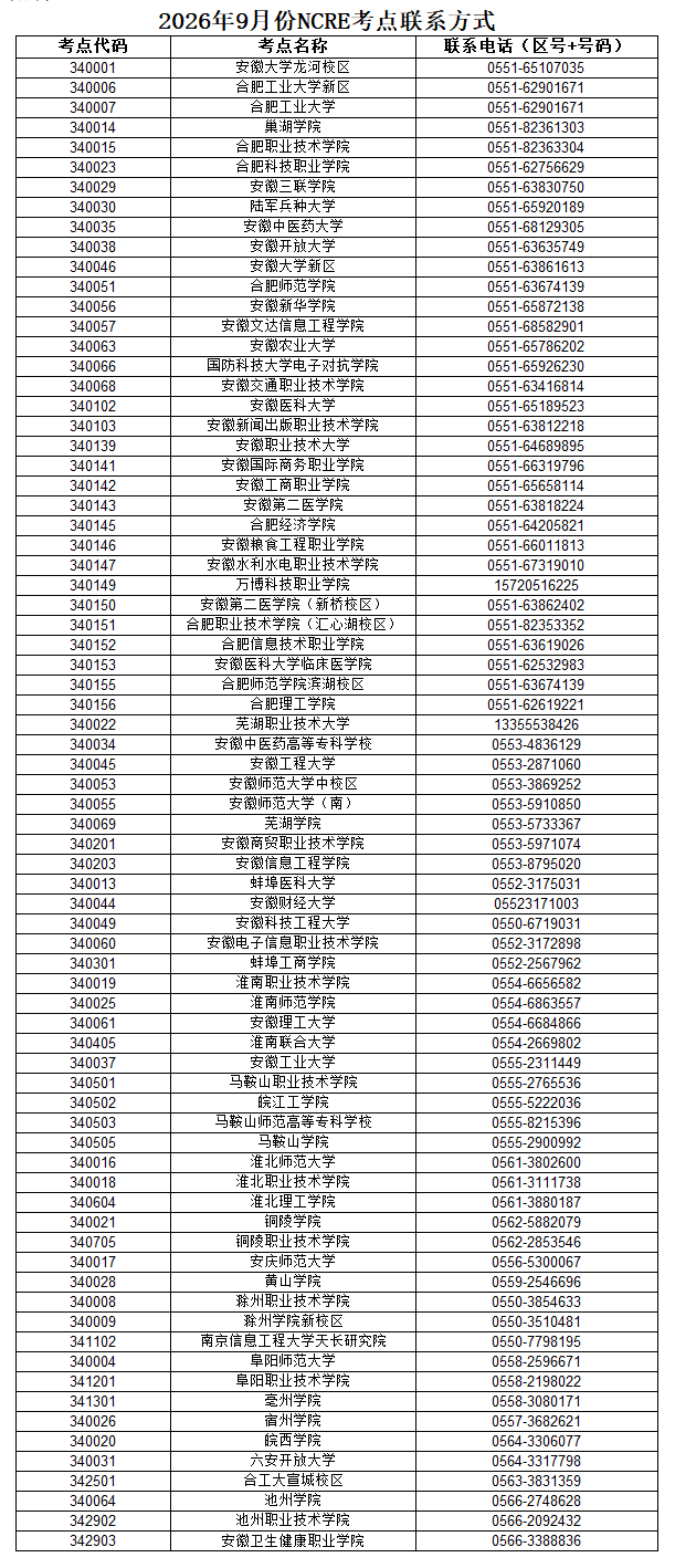安徽2026年9月全国计算机等级考试网上报名公告(图1)